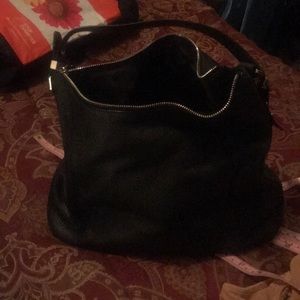 Black leather shoulder bag